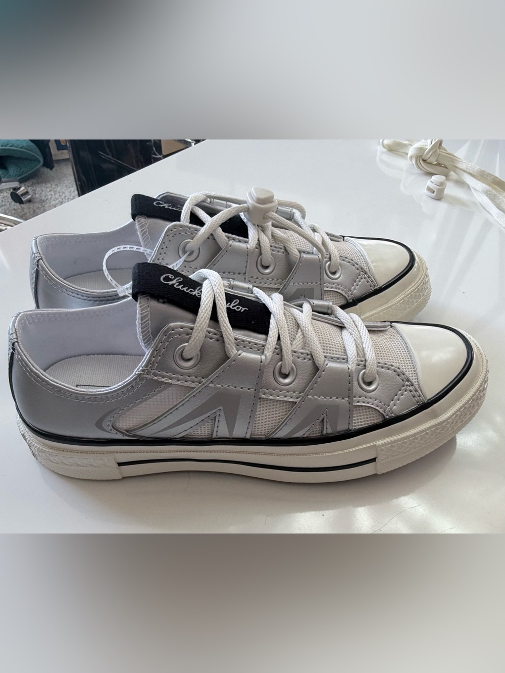 Converse Chuck 70 Low "Metallic Pack" Silver White Sneakers - Style A15188 6.5 - Picture 13 of 16